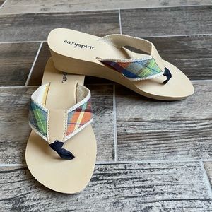 Like New Easy Spirit Plaid Wedge Sandals